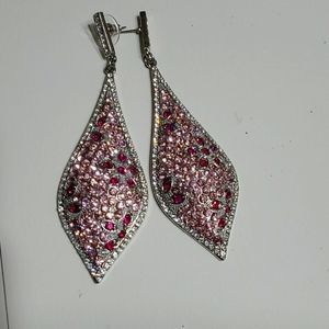 LG Pink, silver, white rhinestone drops